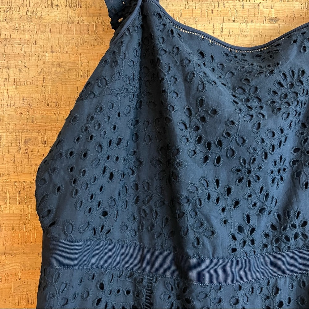 Banana Republic Navy Eyelet Midi Dress - Picture 5 of 9